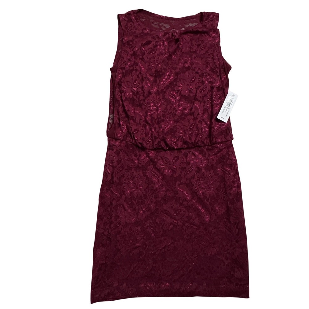 NWT Bisou Bisou Women's Burgundy Lace Sheath Dress Sleeveless Lined Size 2